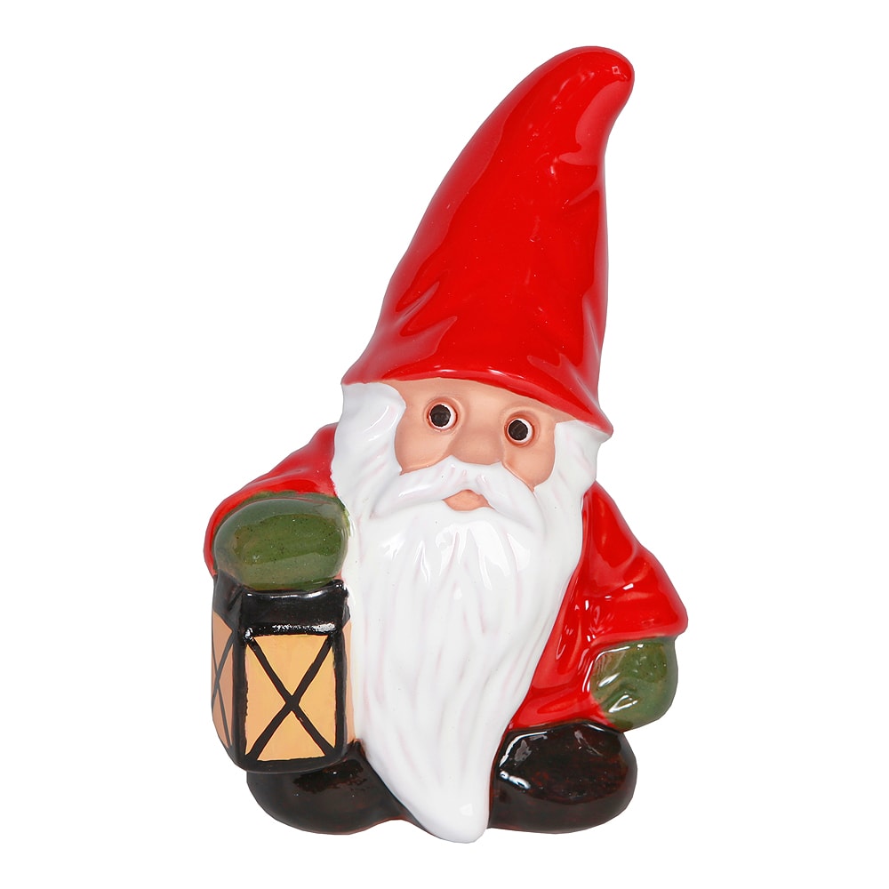Tomte med lykta 15 cm Röd
