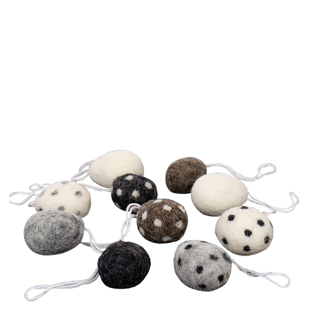 Hänge Ägg Ull 10-pack Brun/Grå/Vit/Svart