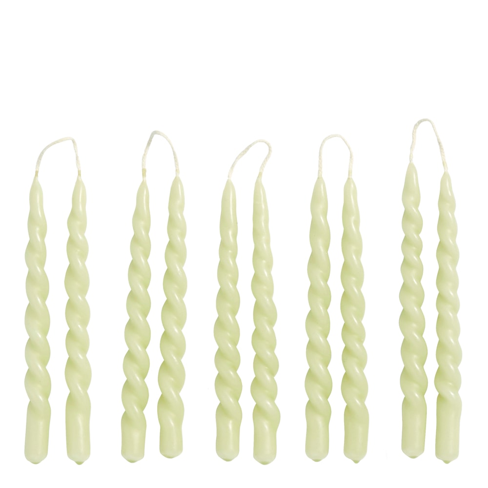 Mini Swirl Ljus 10-pack Gulgrön