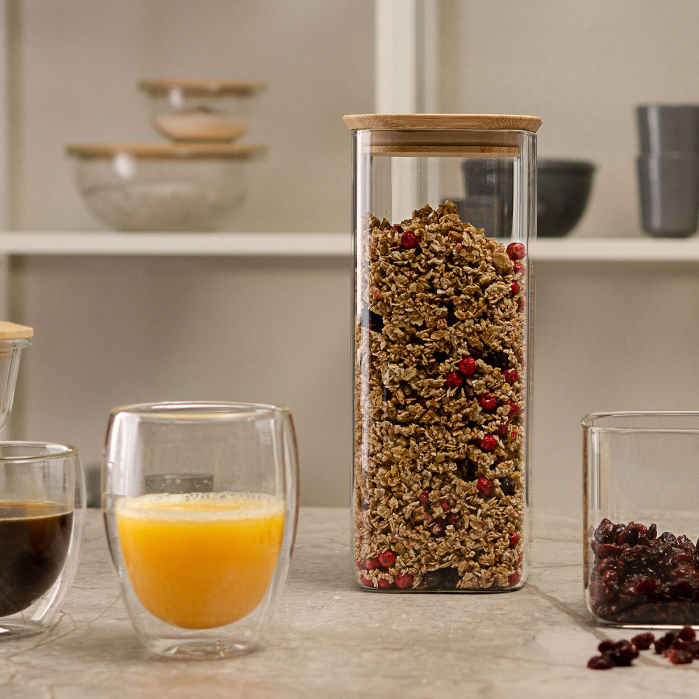 Ikoo Förvaringskärl 1,9 L Klar/Trä