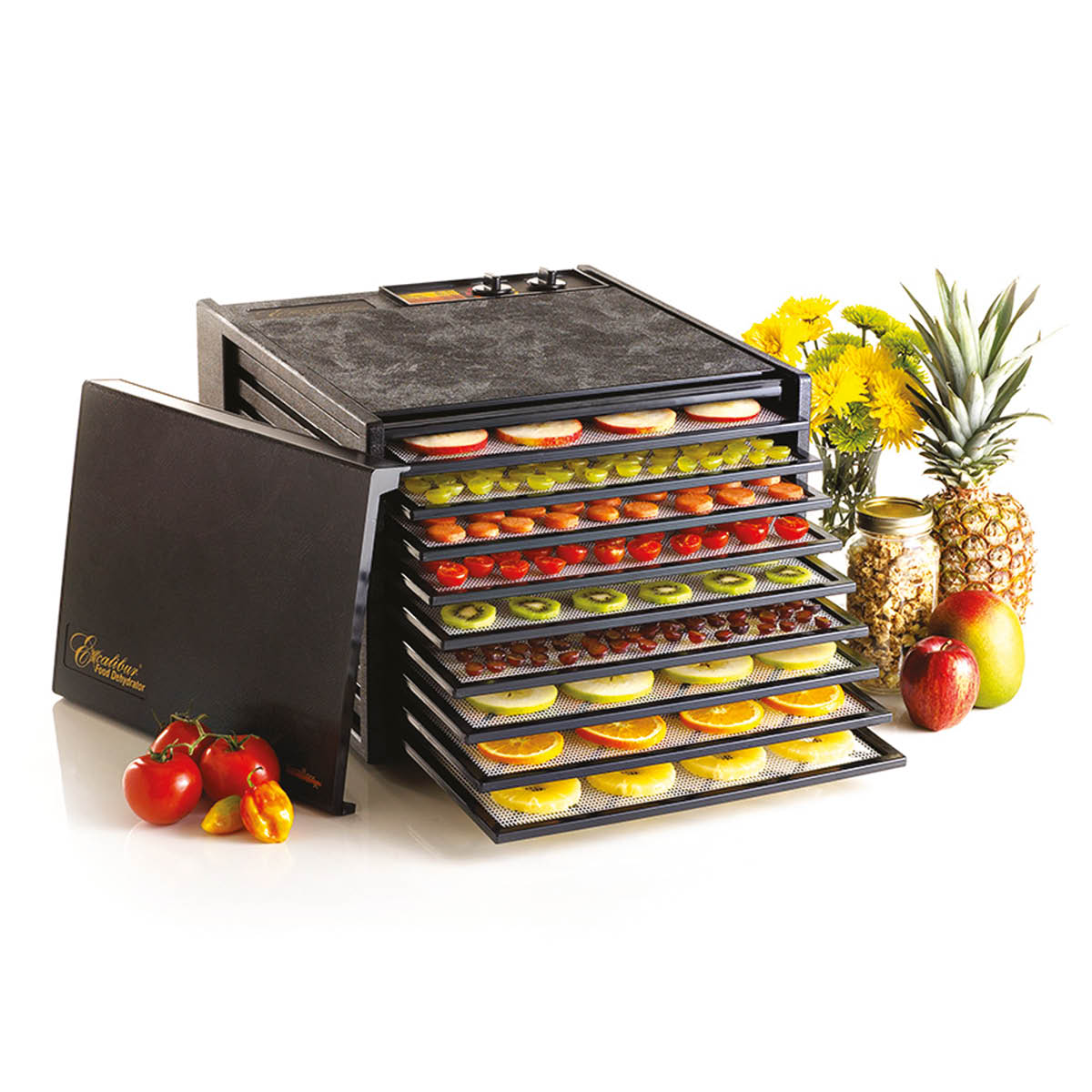 Mattork m/9 hyller 43 cm svart