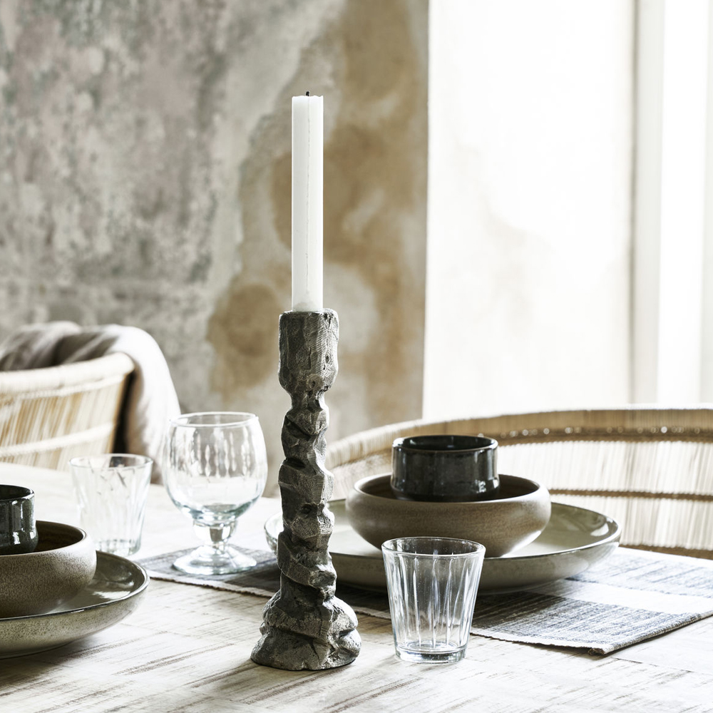 Raku Ljusstake 25 cm Antiksilver