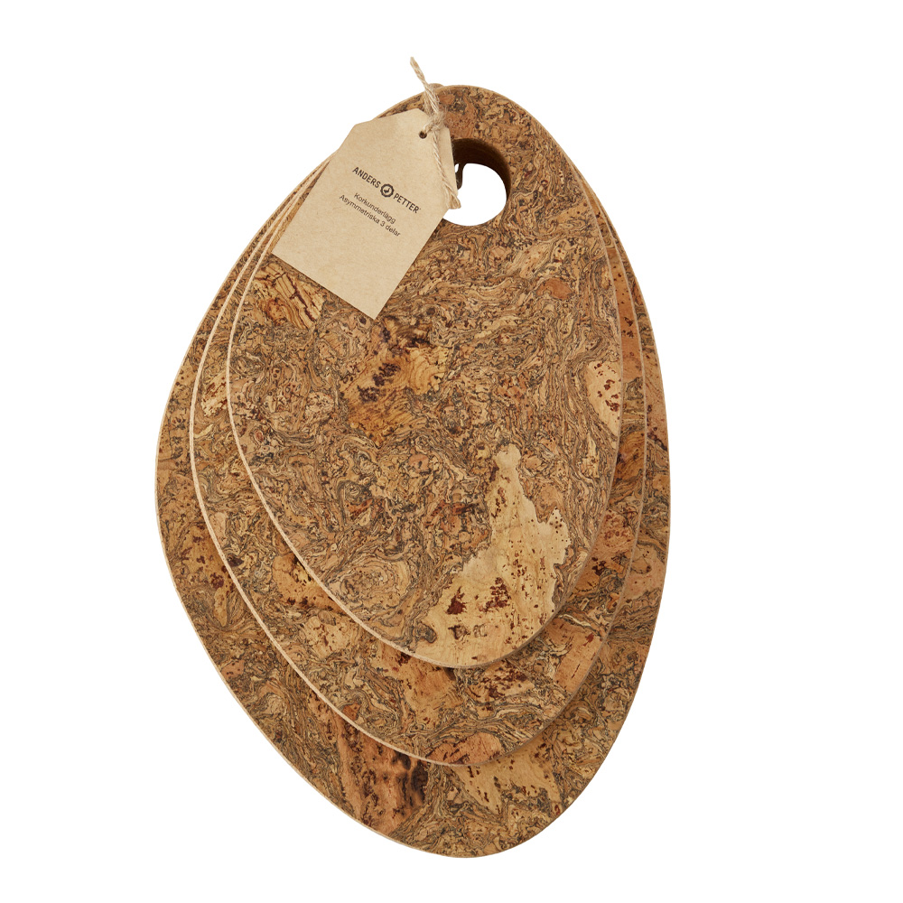 Asymmetriska Korkunderlägg 3-delar Brun
