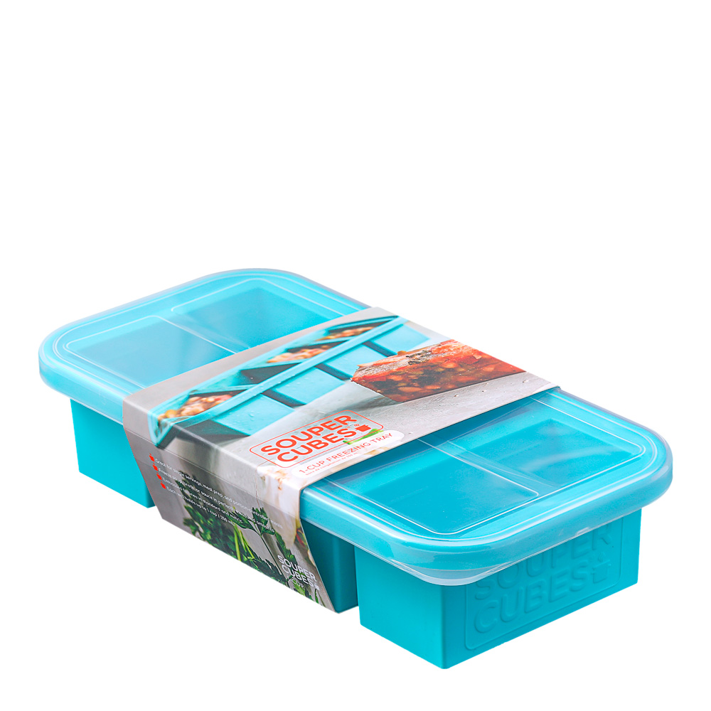 Matförvaring och Lock Silikon 1-cup 4x250 ml Blå