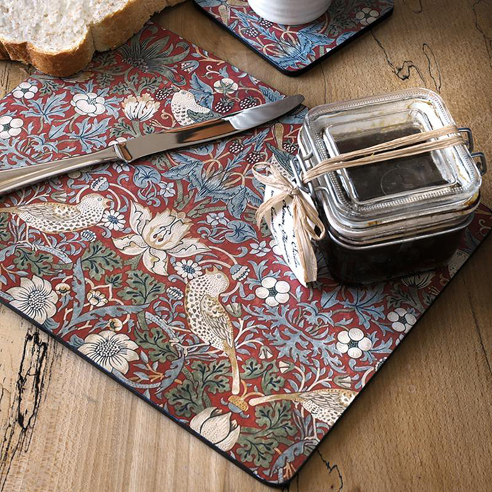 Strawberry Thief Tablett 30x40 cm 4-pack Röd