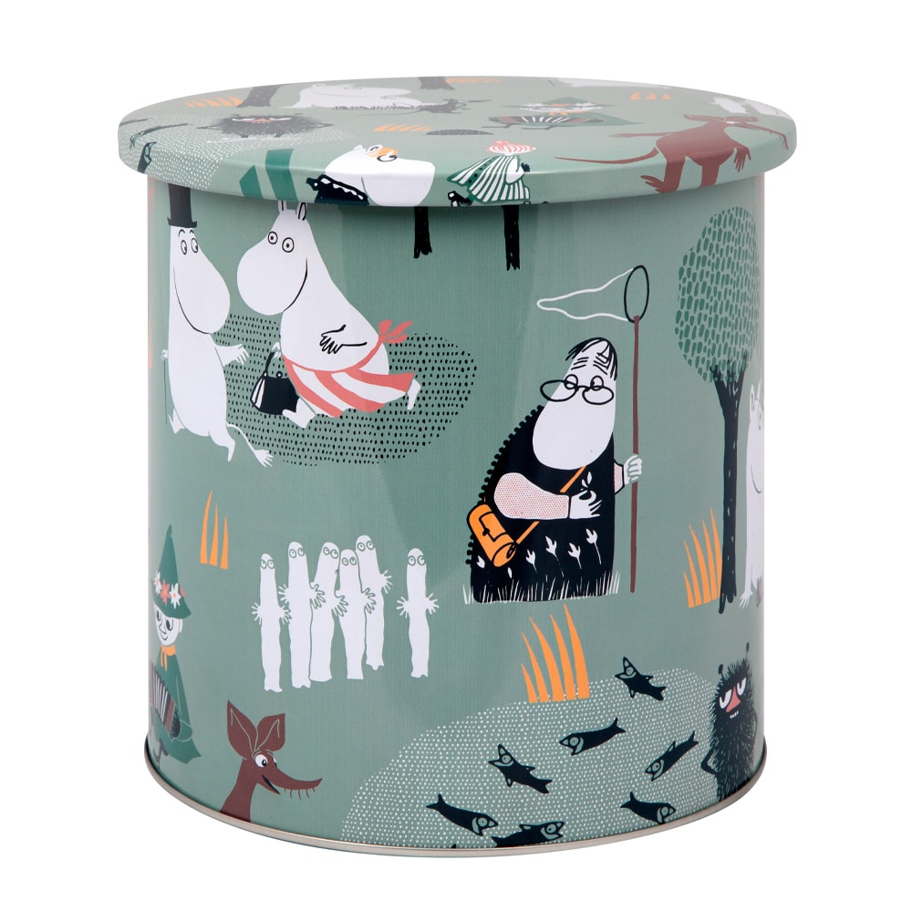 Mumin Skogsutflykt Rund Plåtburk Grön