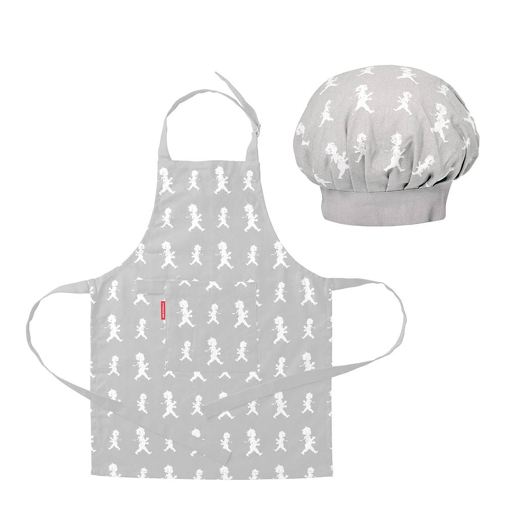Förkläde + Kockmössa barn Grå