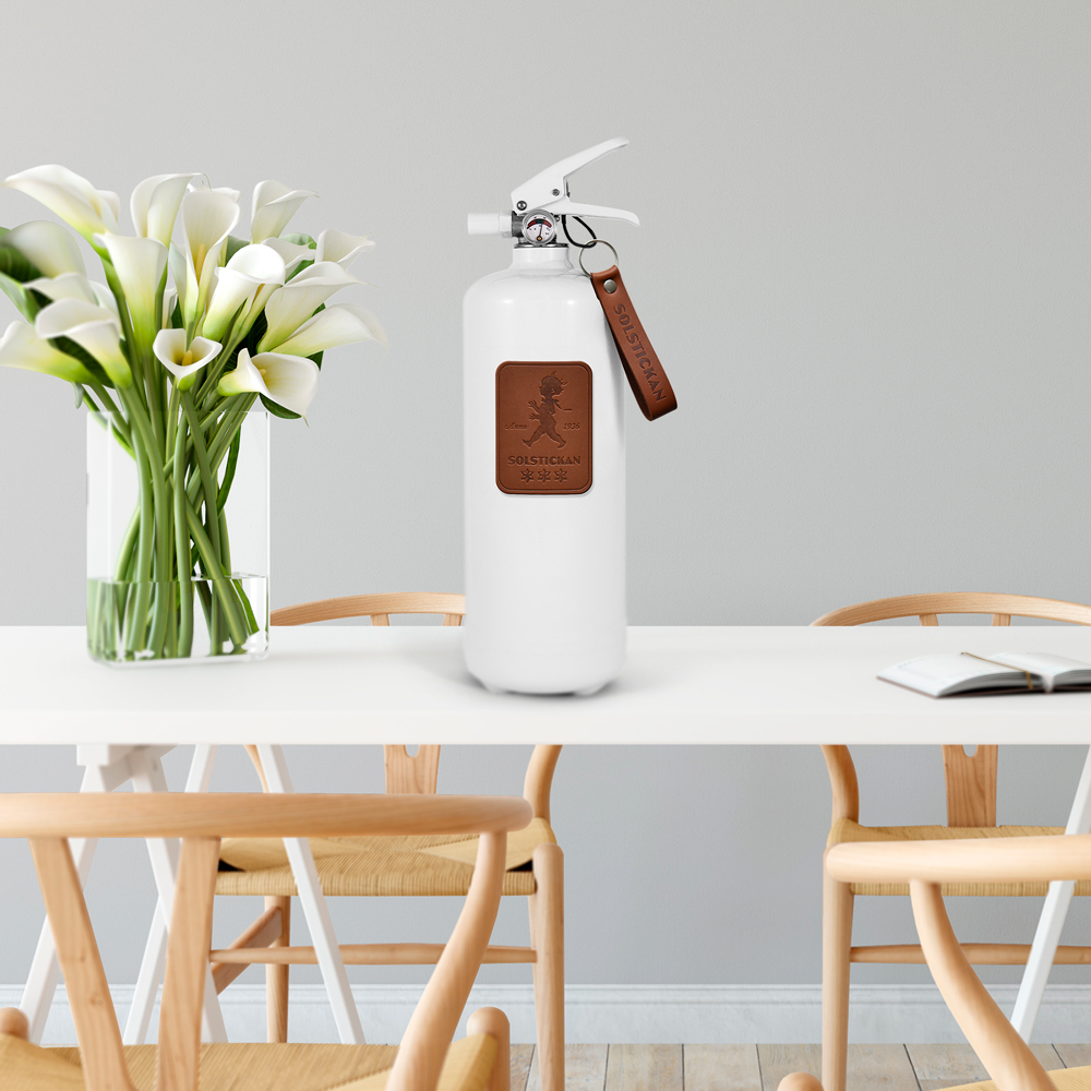 Solstickan Brandsläckare 2 kg Vit/Läder Mörkbrun