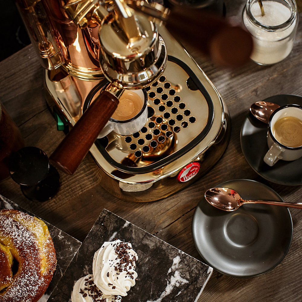 Professional Manuell Kaffemaskin med Hävarm Koppar/Brun