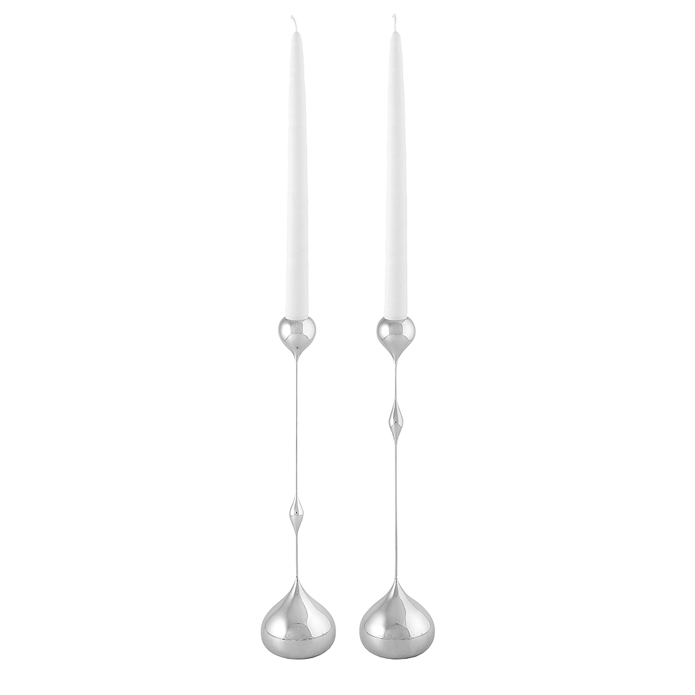 Tender Ljusstake Låg 35 cm Silver