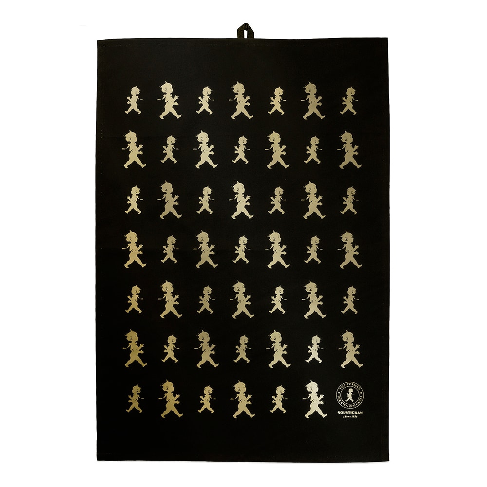 Handduk Halvlinne 50x70 cm Svart/Guld