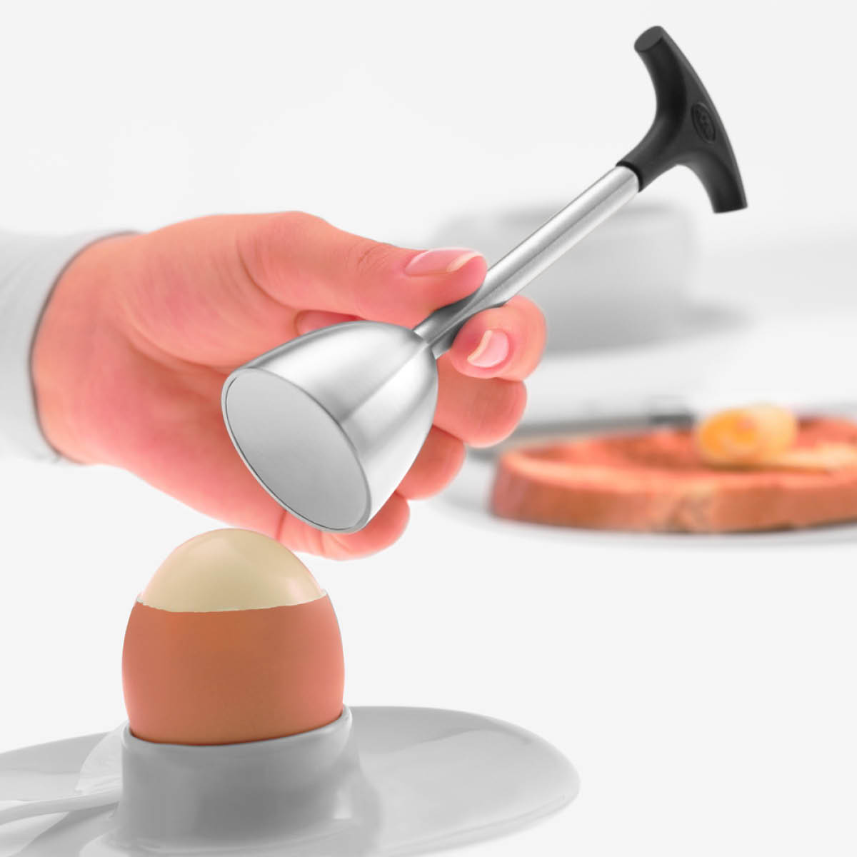 Äggskalare Stål 14 cm Rostfritt och Svart