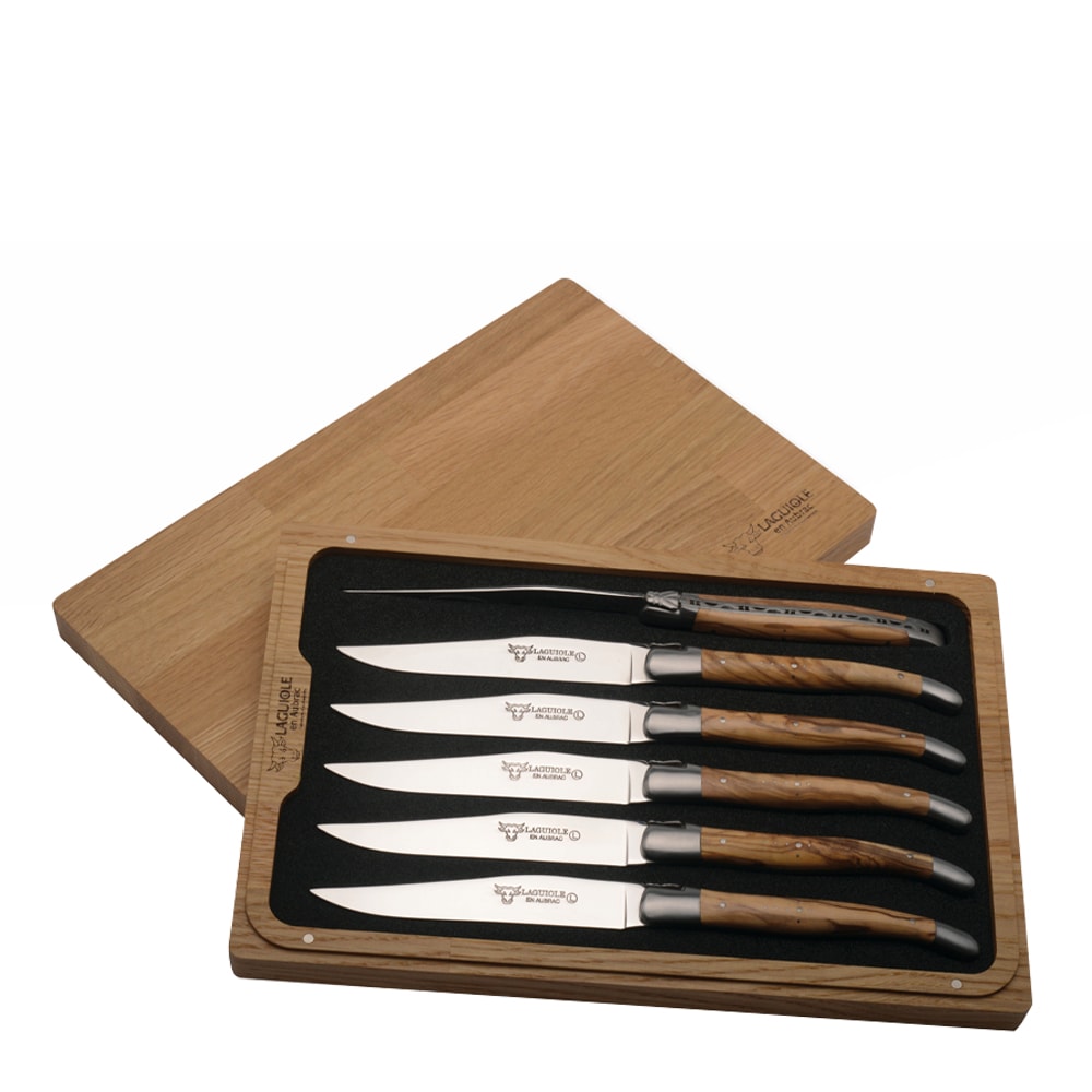 Stekkniv 6-pack Olivträ