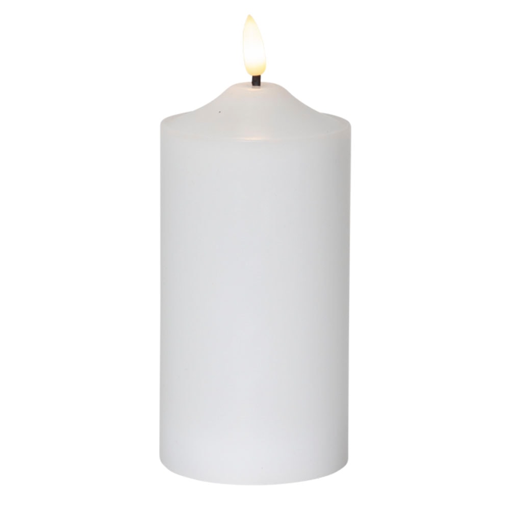 Flamme LED-Blockljus med timer 17 cm Vit