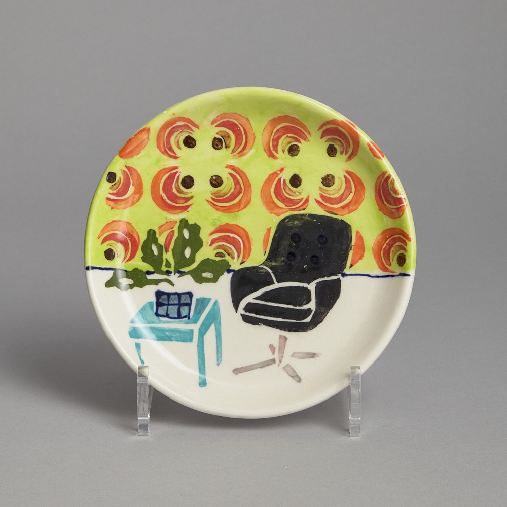 Assiett Grön Blomtapet Anna Broström Ek