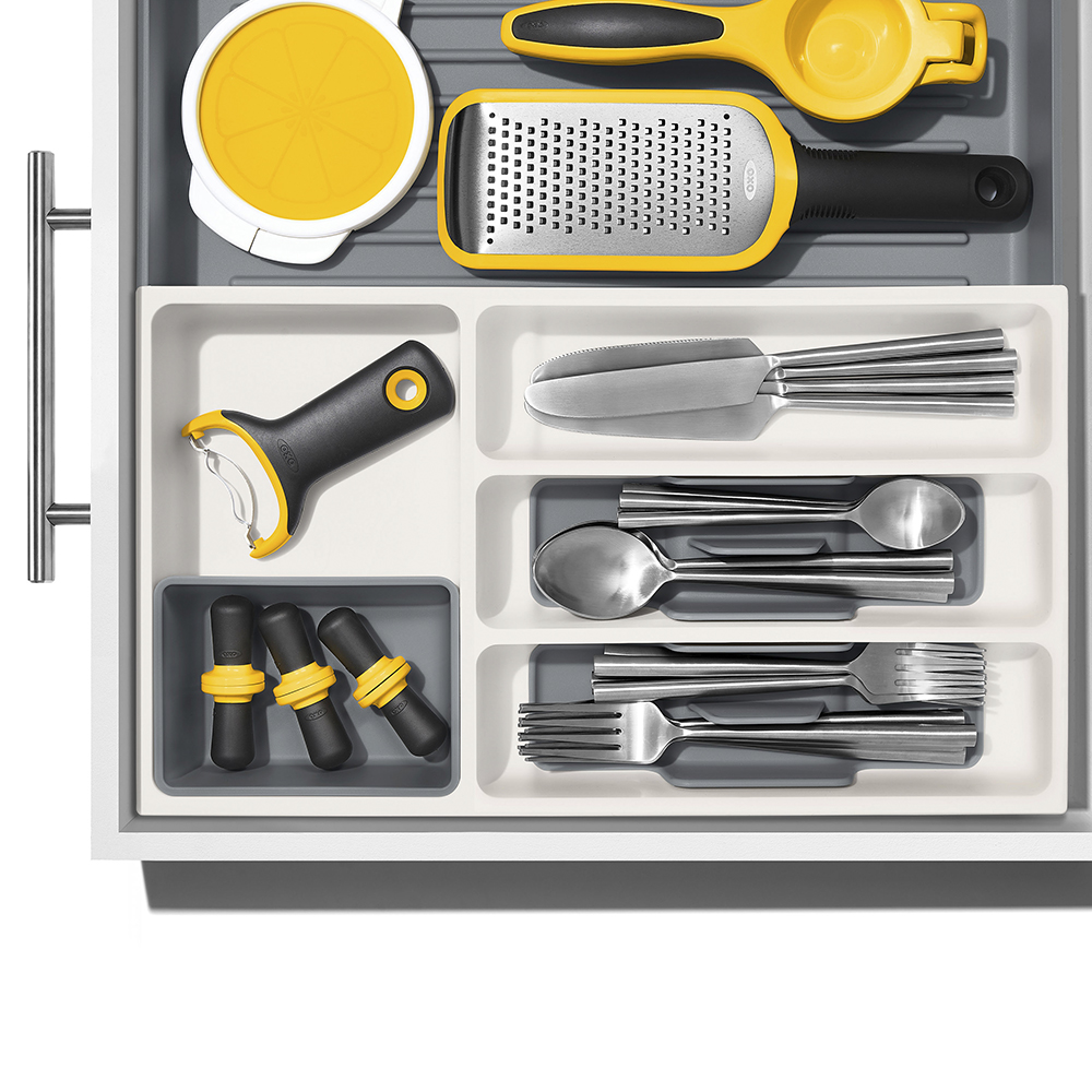 Besticklåda justerbar Grå/Vit