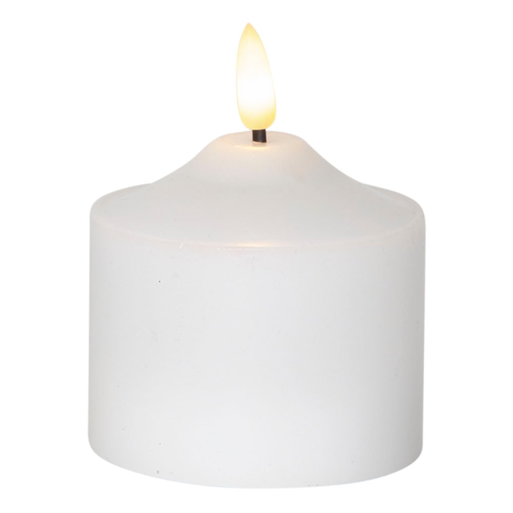 Flamme LED-Blockljus med timer 9,5 cm Vit