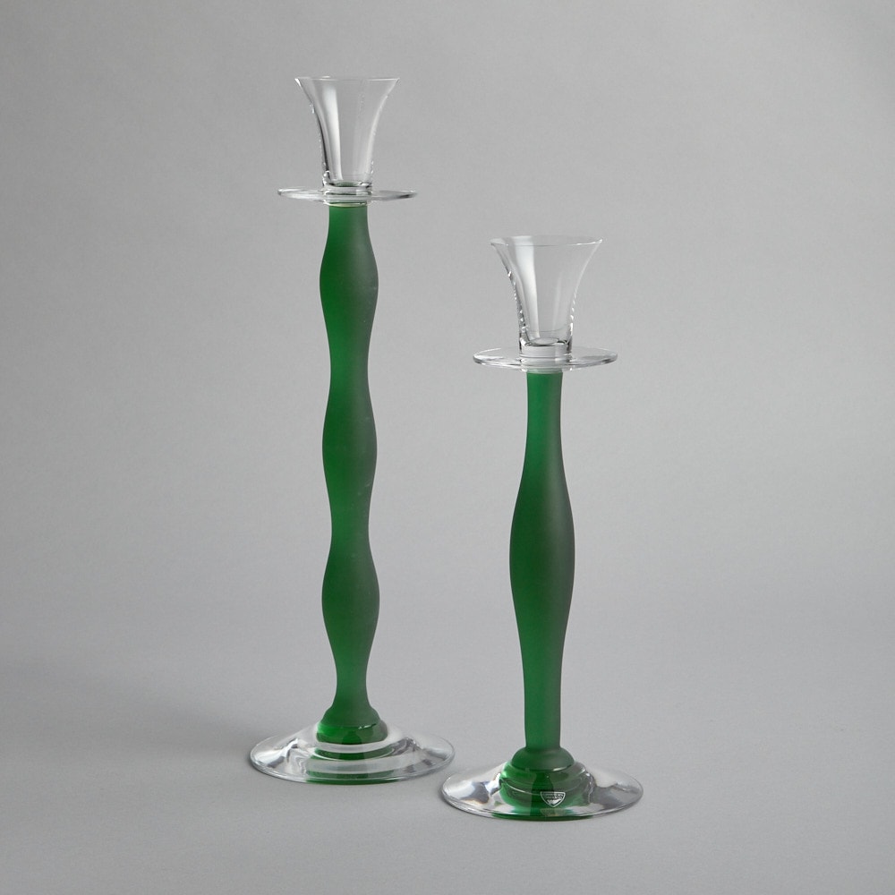 SÅLD "Celeste" Ljusstakar 2 st Grön