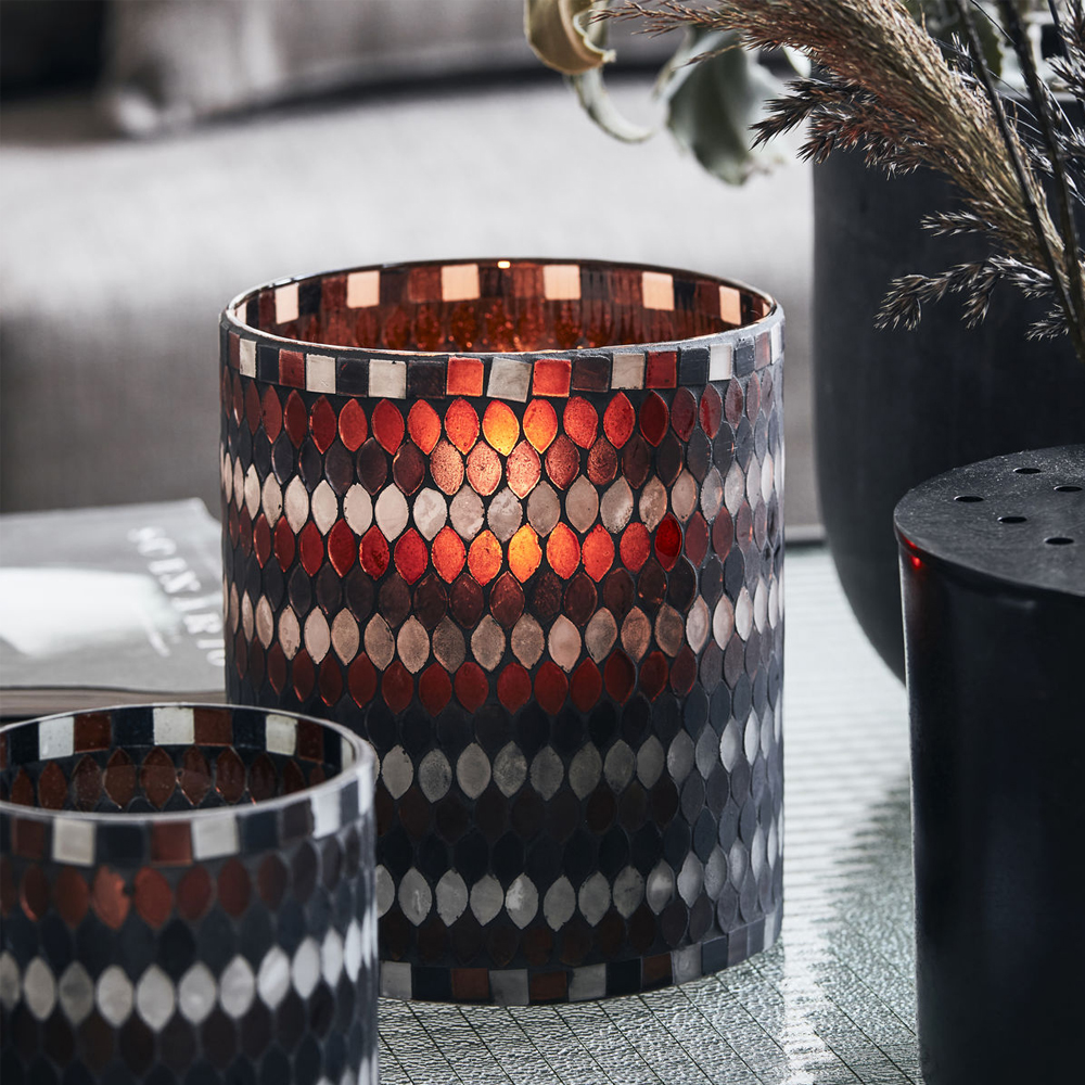 Mosa Ljuslykta 17,5 cm Brun/Svart/Vit