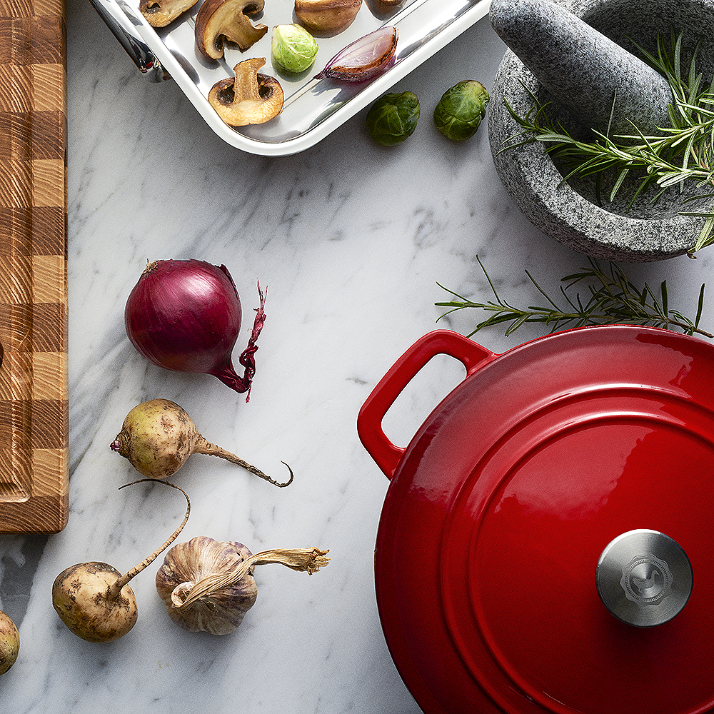 Stenfors Gjutjärnsgryta rund 4,4 L Röd