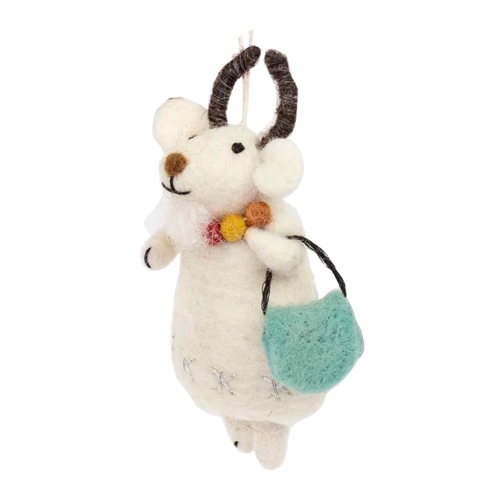 Julhänge Get med Väska 12 cm Vit