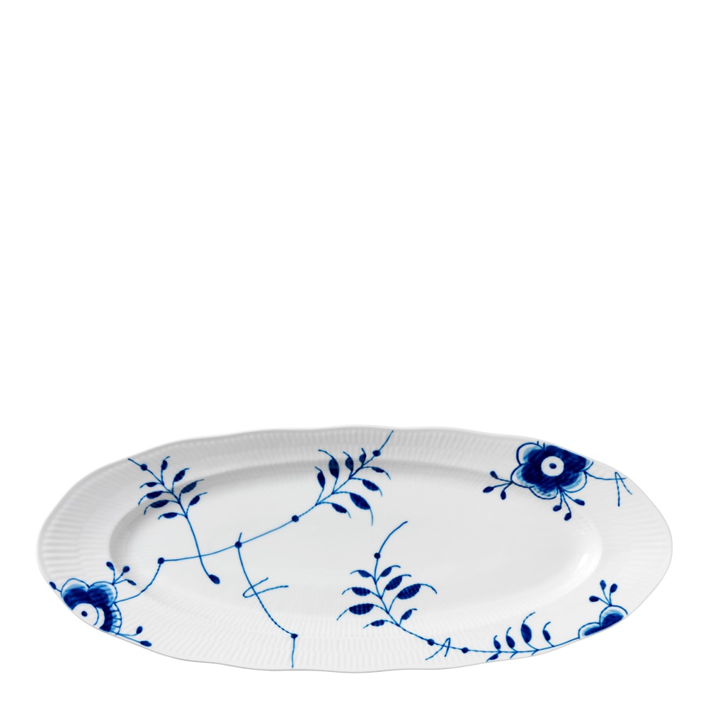 Blue Fluted Mega Fat oval 60 cm