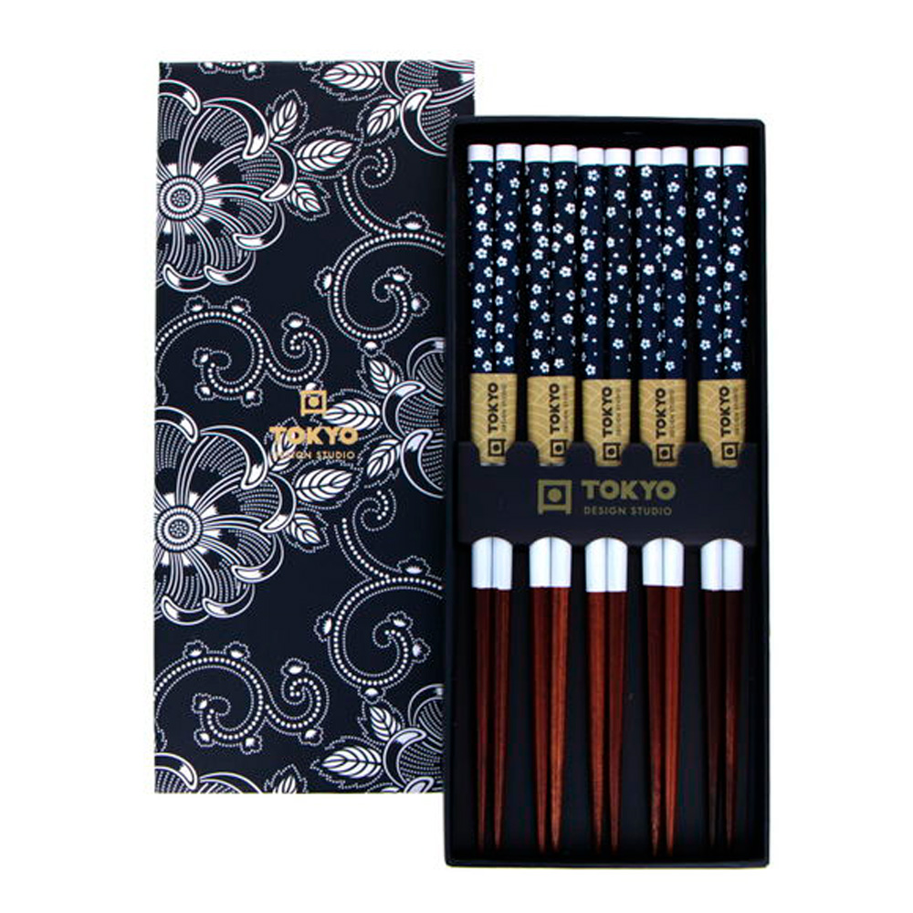 Ätpinnar Chopstick 5-pack Blå blommor