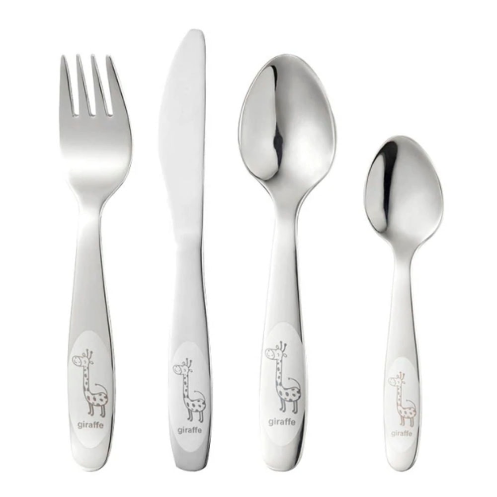 Barnbestick Rostfritt Stål 4 delar Giraff