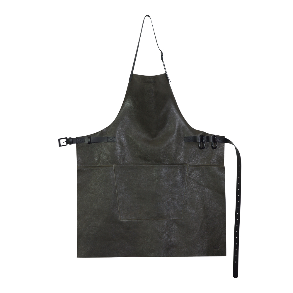 Förkläde Läder + karbinhakar Grå