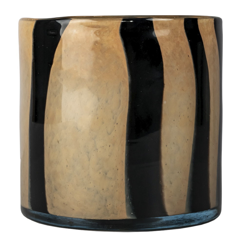 Calore Ljuslykta 15x15 cm Beige/Svart Rand