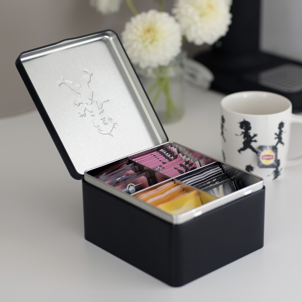 Burk för tepåsar 4 fack Matt Svart