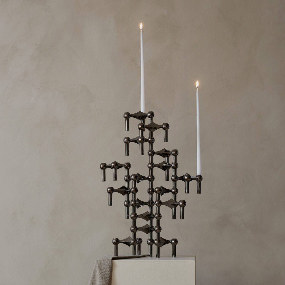 Stoff Nagel Ljusstake Svart Krom