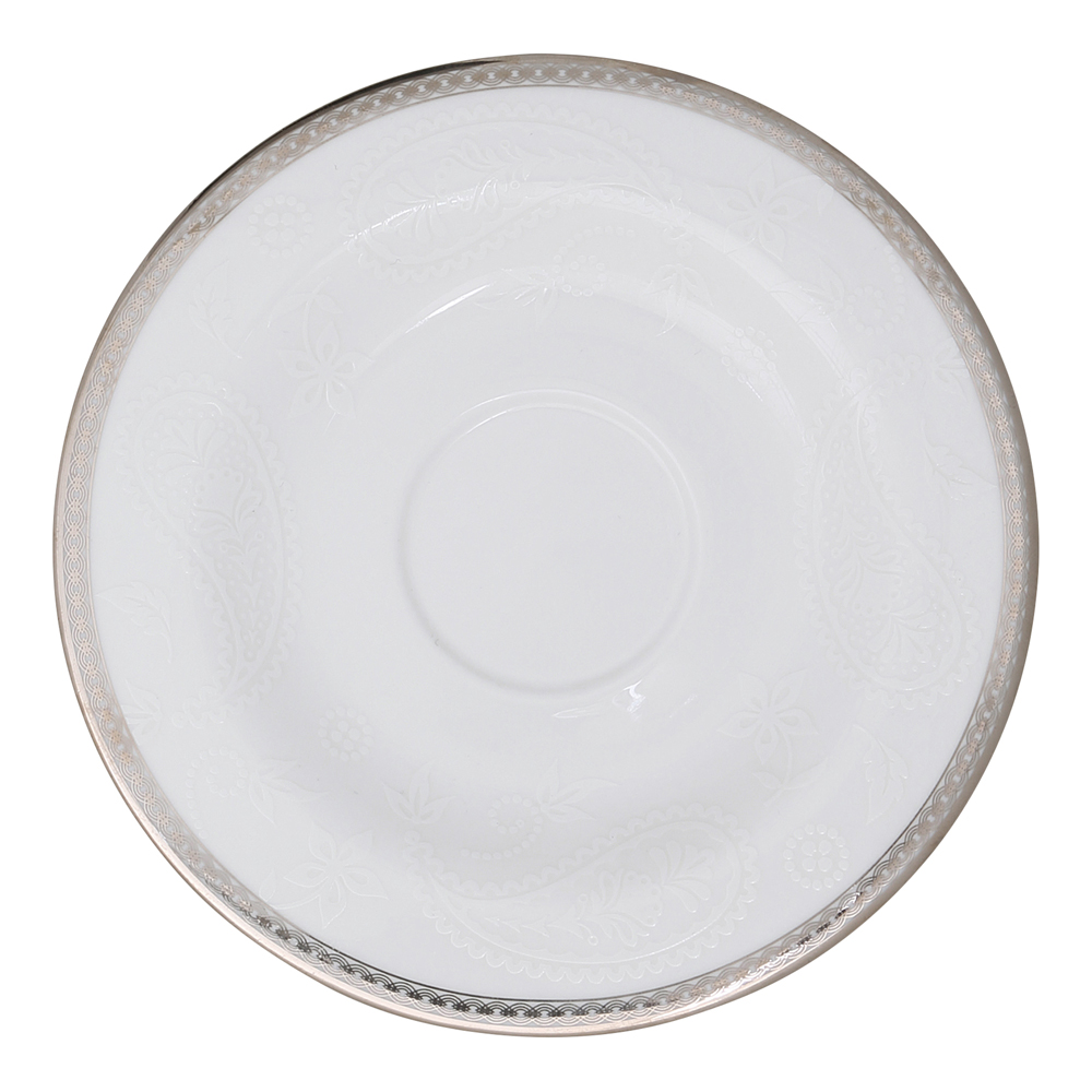 Silver Paisley Fat till kaffekopp 15 cm Vit