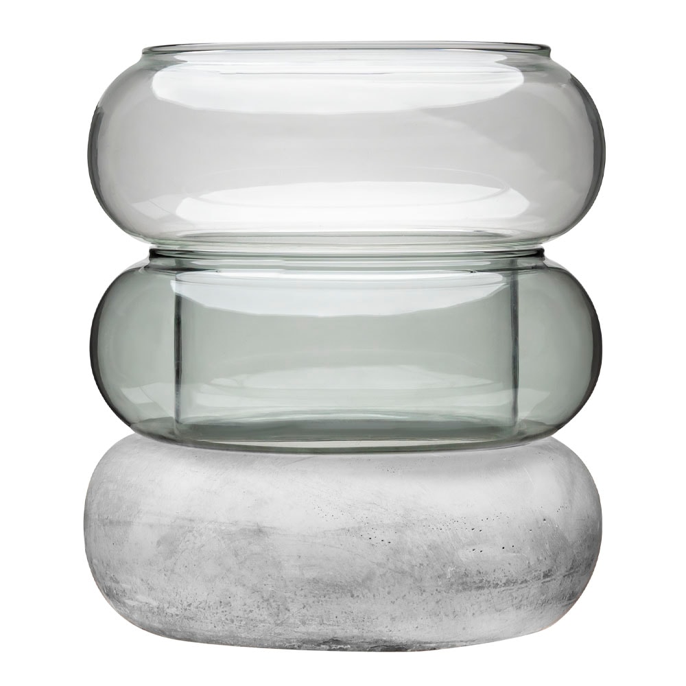 Bagel Lykta/Vas 16,5x18,5 cm Grå