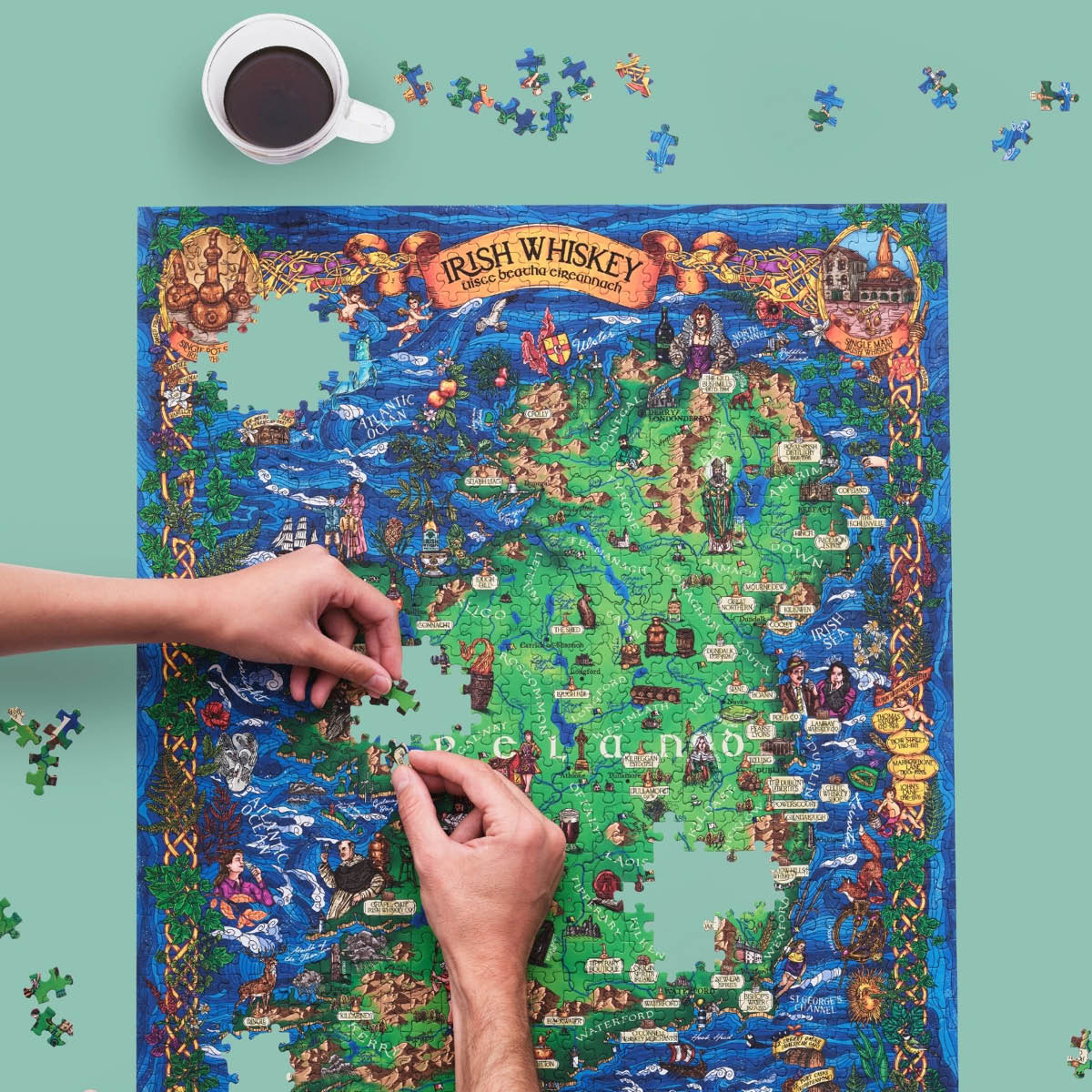 Whiskey Pussel - Irland 1000 bitar Grön