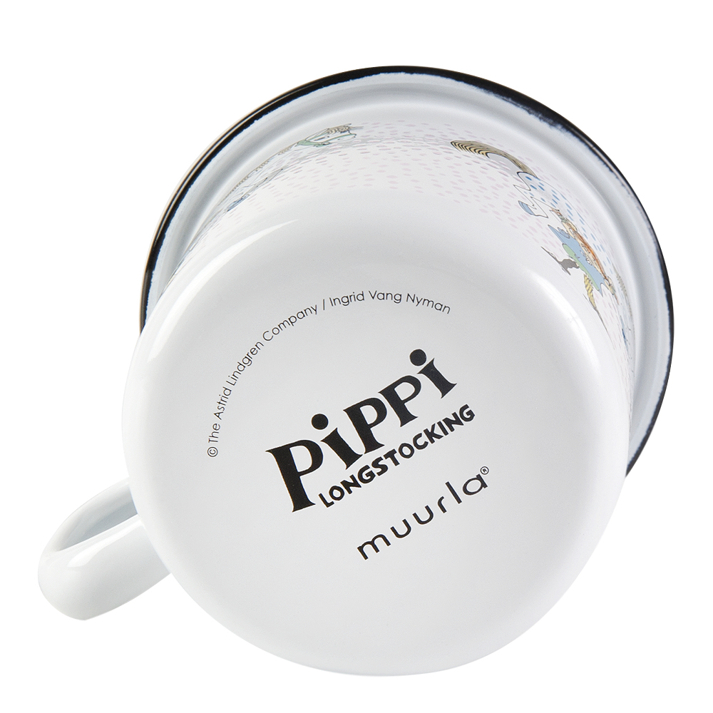Pippi Långstrump Emaljmugg Pippi & Lilla Gubben 25 cl Vit