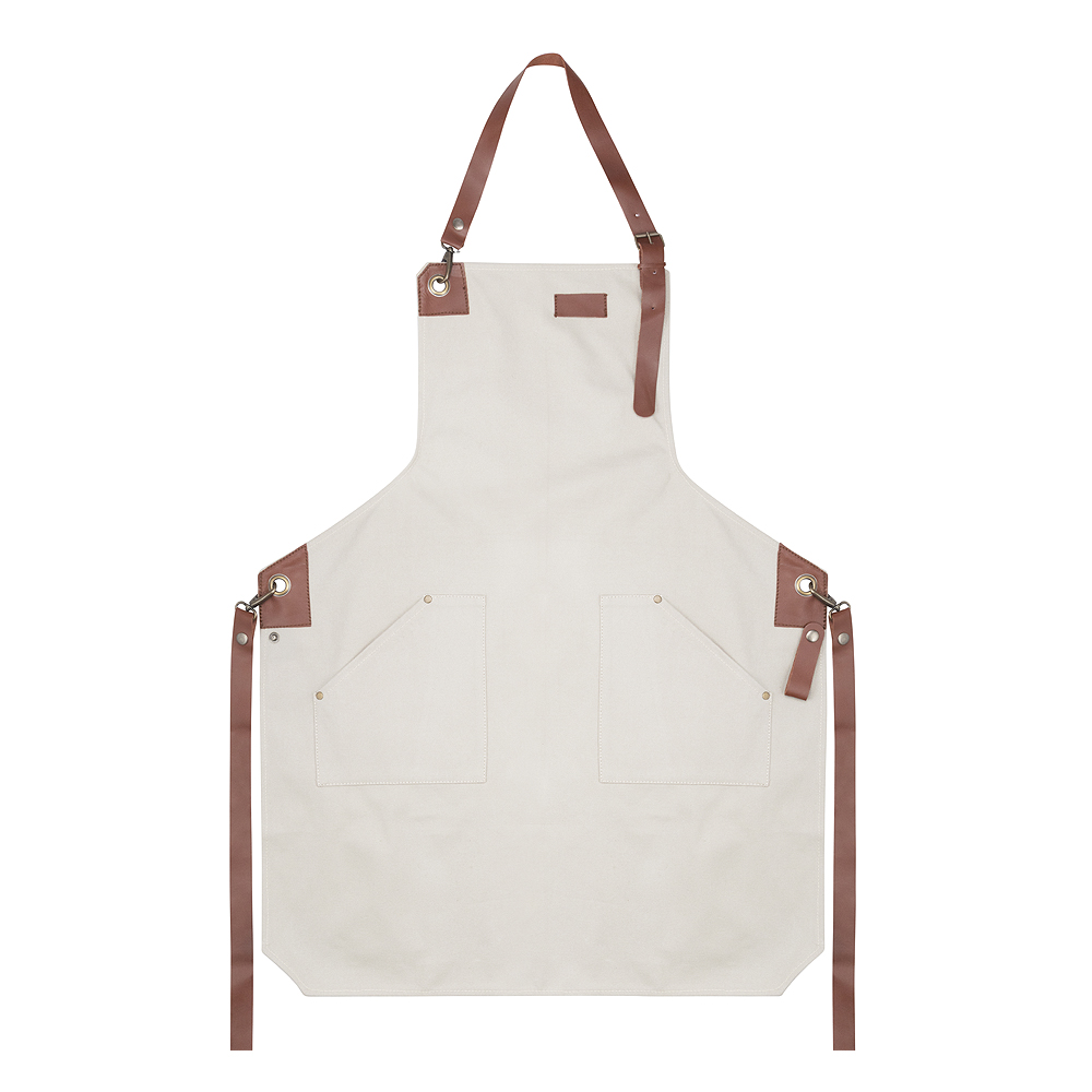 Signerat Förkläde Canvas/Skinndetaljer Salvia