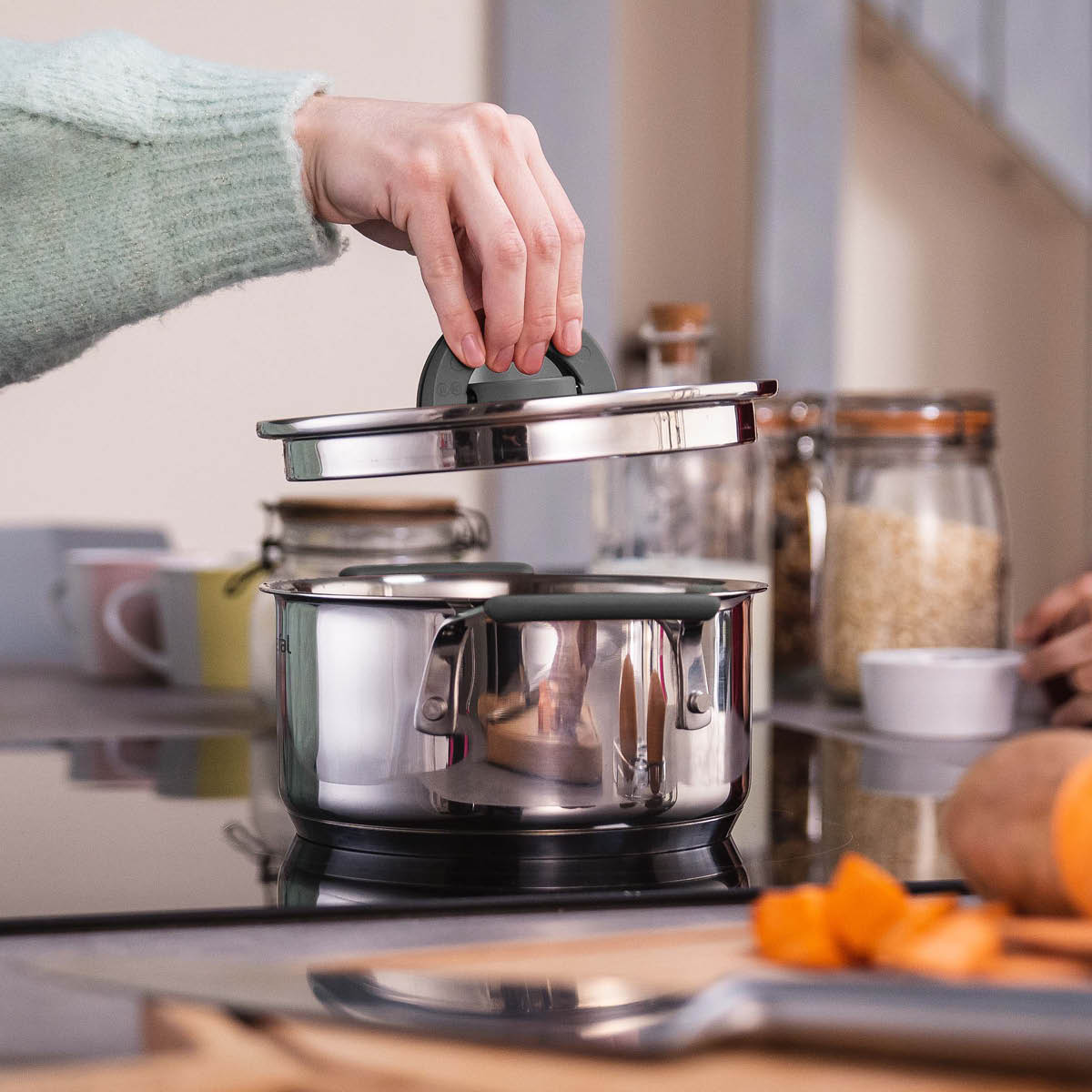 Opti'space Kastrullset 6 delar Rostfritt stål