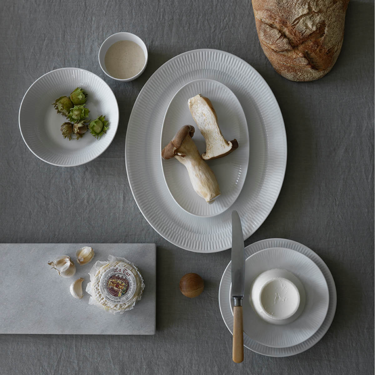 White Fluted Tallrik djup 17 cm 50 cl