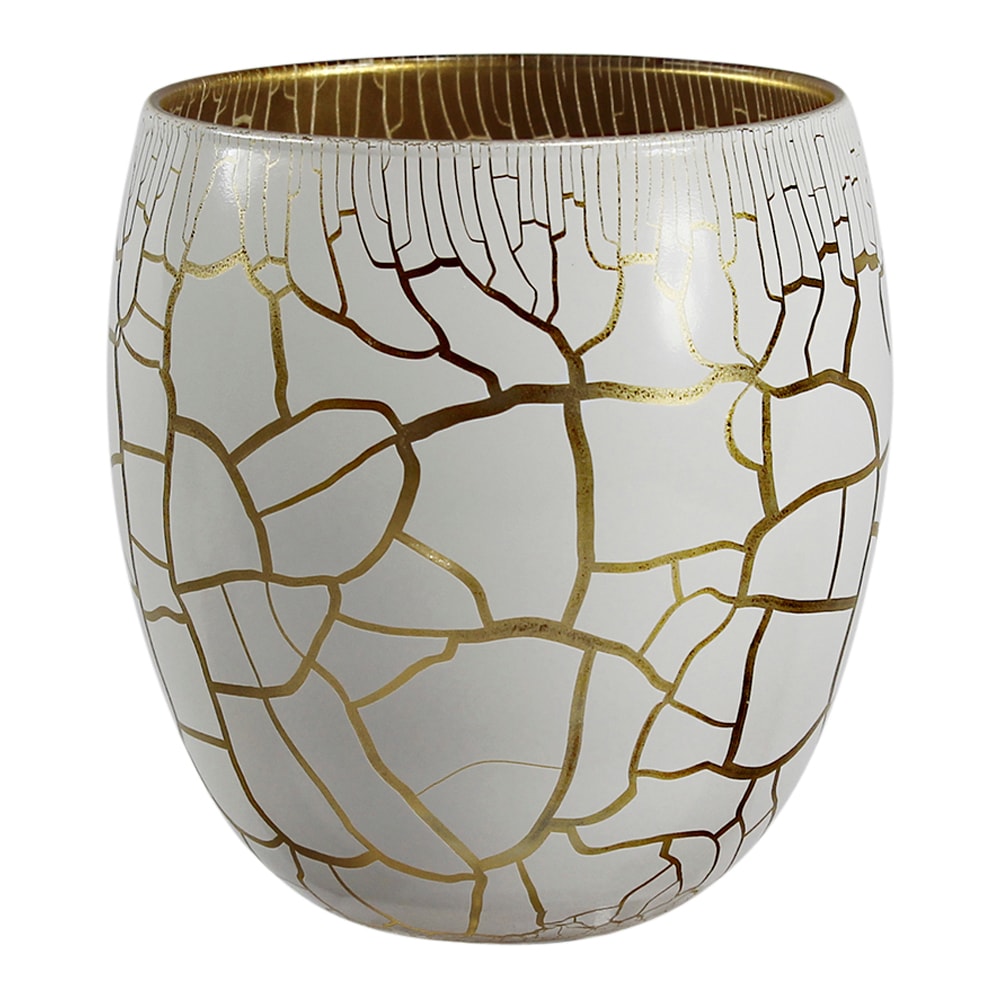 Croco Ljuslykta 10 cm Vit/Guld