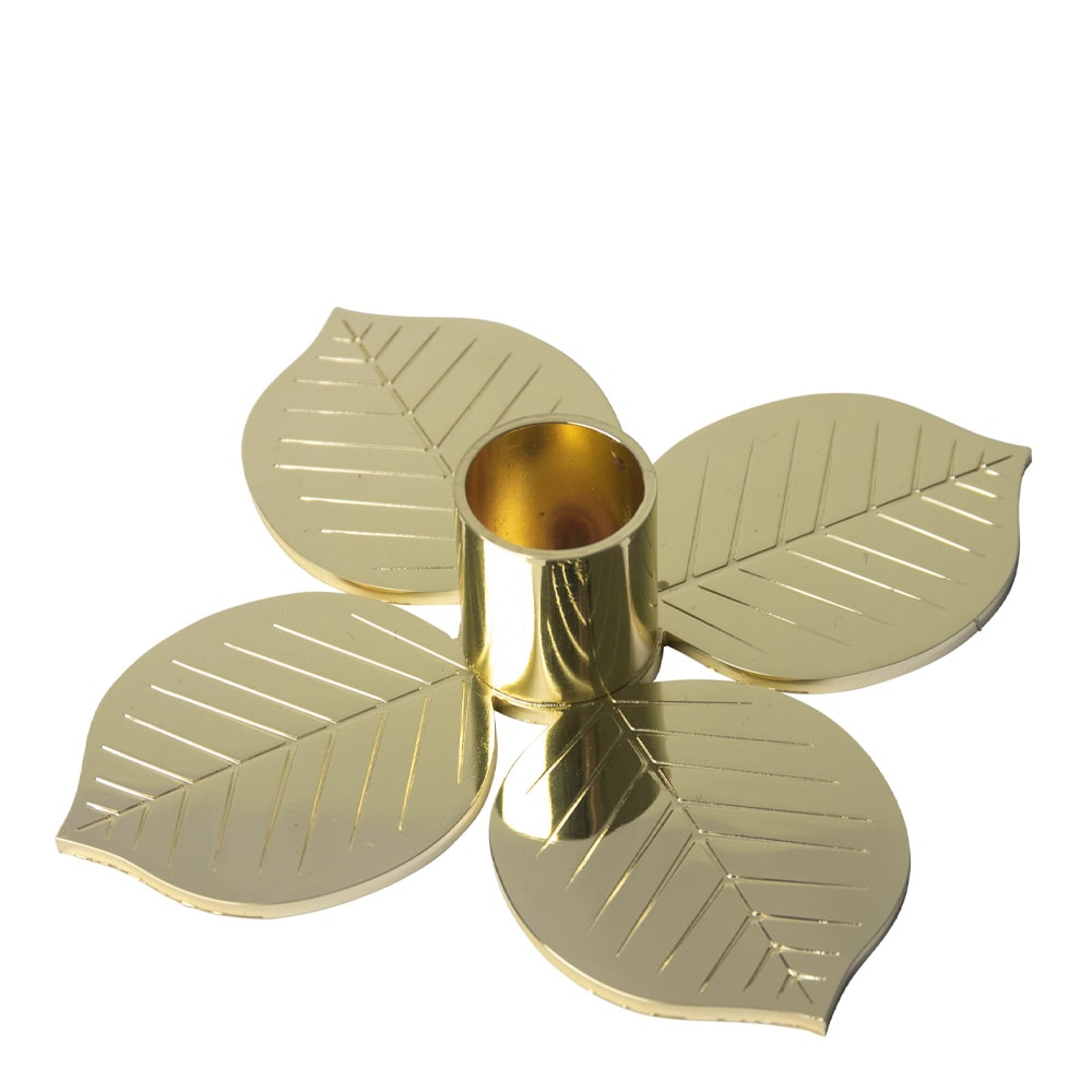 Ljusstake Berså  10,5x10,5x3 cm Guldmetall