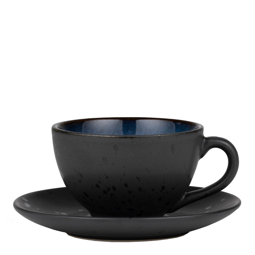 Kopp med Fat 24 cl Svart/Mörkblå