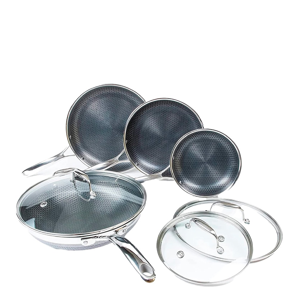 Hybrid Stekpanna + Wok Set 7 delar Silver/Svart