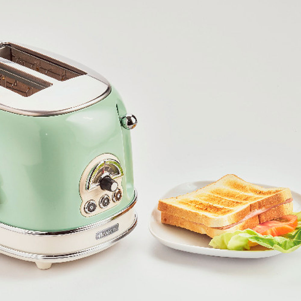 Vintage Brödrost med toastgaller 2 skivor Grön