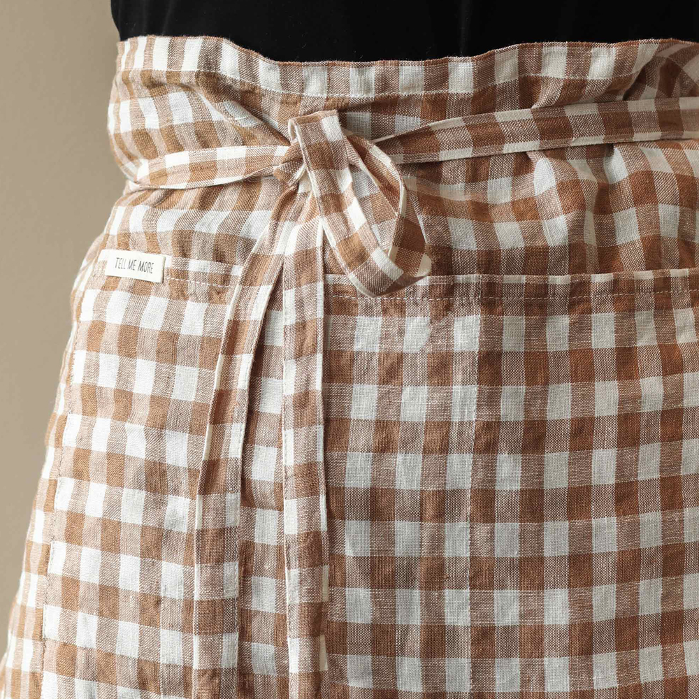 Gingham Förkläde 90x75 cm Biscuit