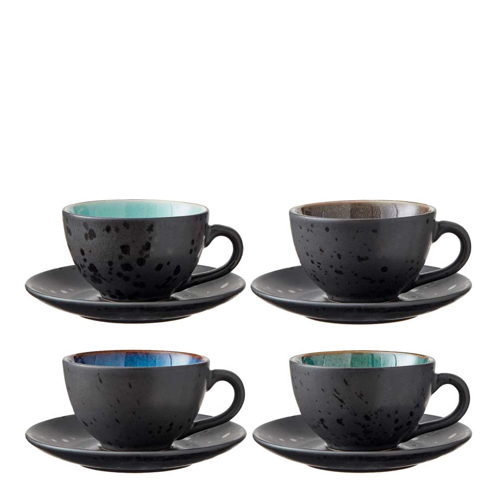 Kopp med tefat 24 cl 4-pack Svart/Blå