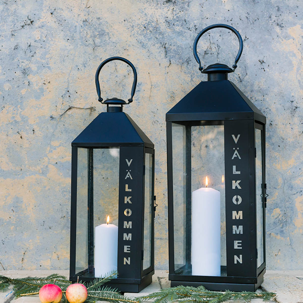 Lykta Välkommen 49 cm Svart