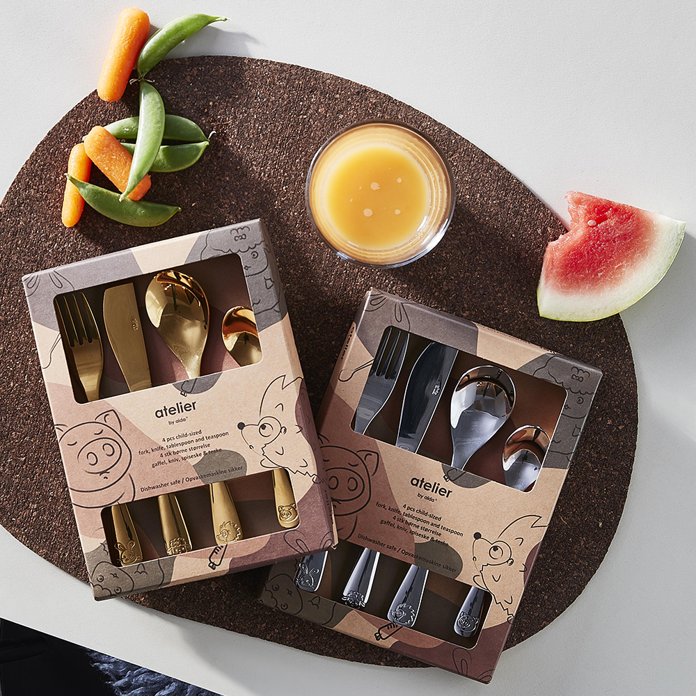 Barnbestick 4 delar Guld