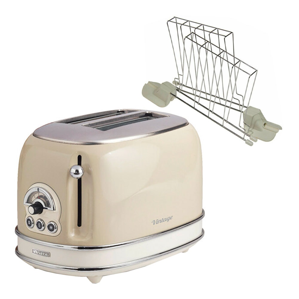 Vintage Brödrost med toastgaller 2 skivor Beige