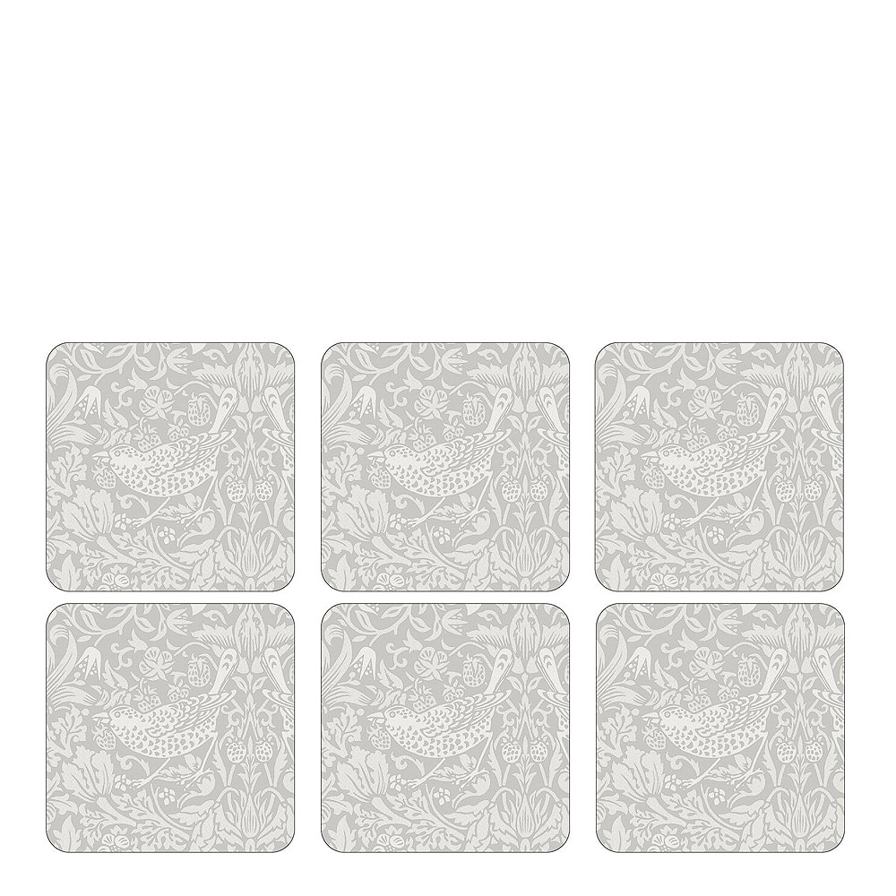 Strawberry Thief Glasunderlägg 6-pack Pure Vit